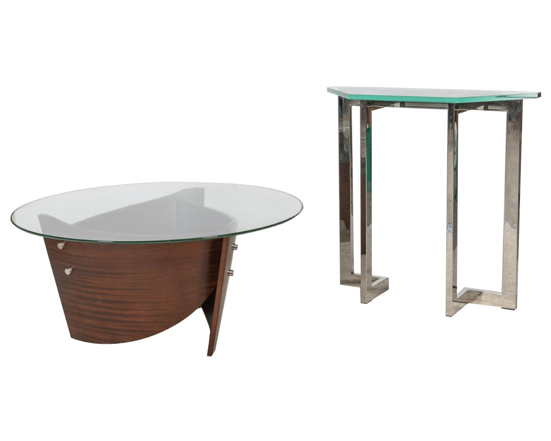 Bentwood Coffee Table and Chrome Console (1 of 2)