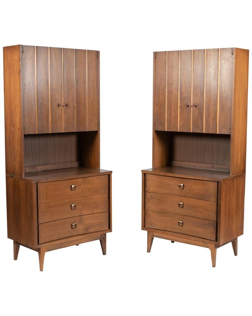 Walnut Two Part Bookcases - Pair (1 of 4)