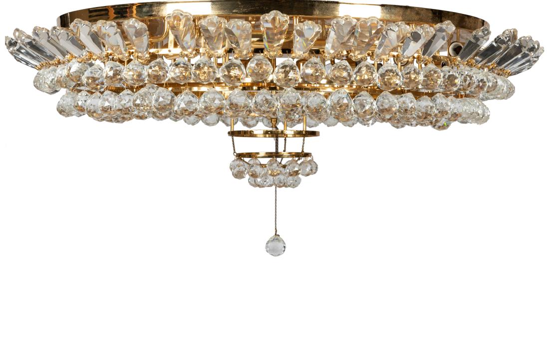 Lightolier Chandelier: Description -Lightolier chandelier. Includes more crystals than shown in photo. Dimensions - 18" x 40"