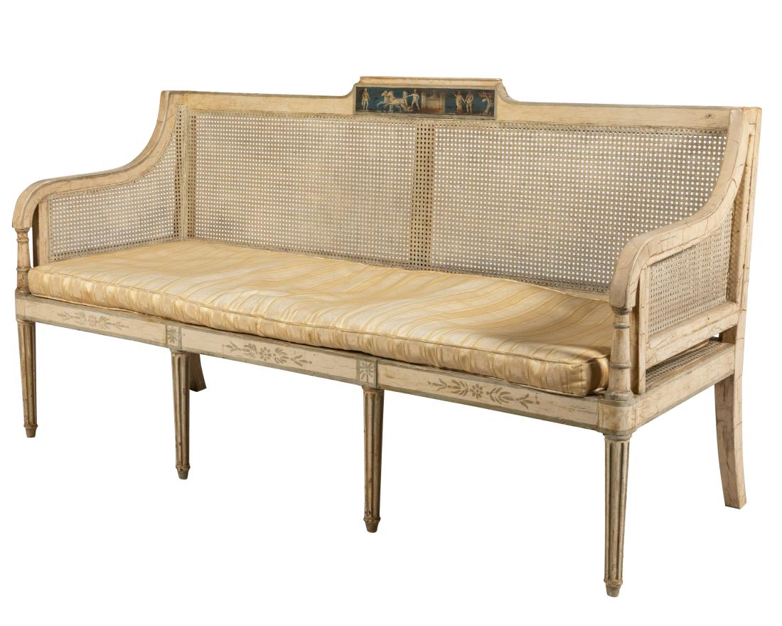 French Painted Caned Bench (1 of 1)