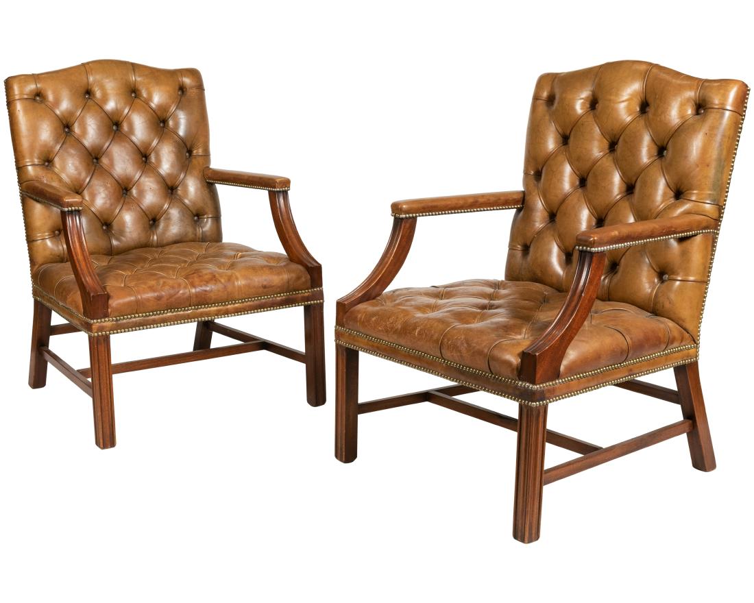 Tufted Leather Library Chairs (1 of 4)