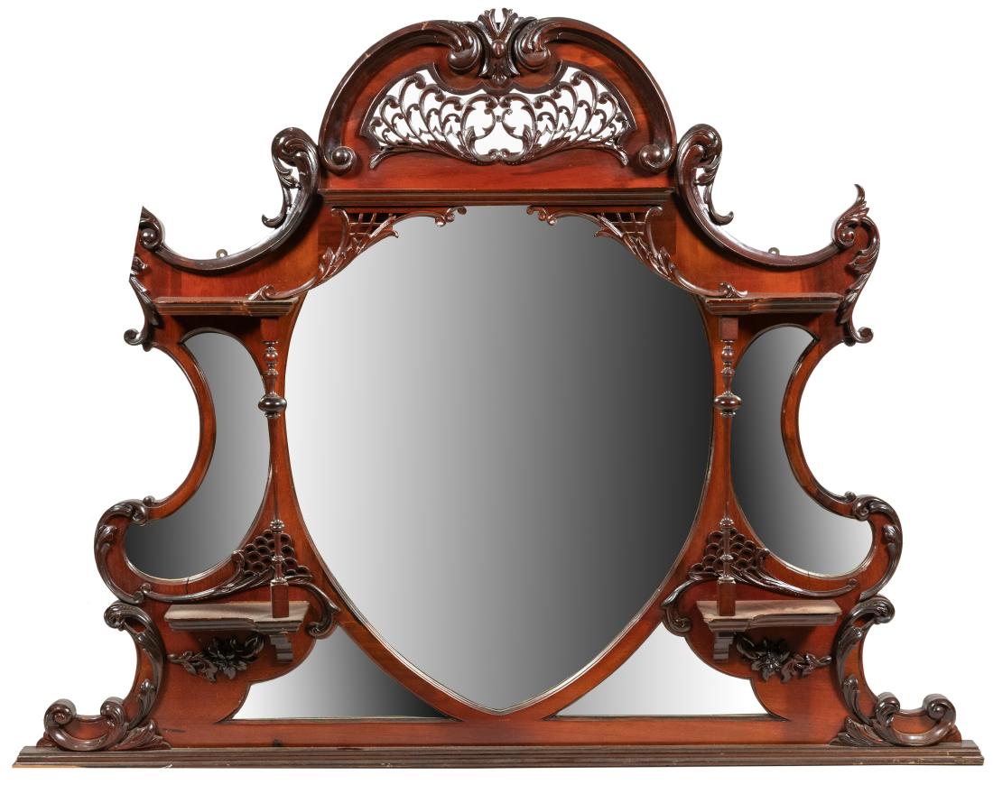Carved Victorian Mantle Mirror (1 of 4)