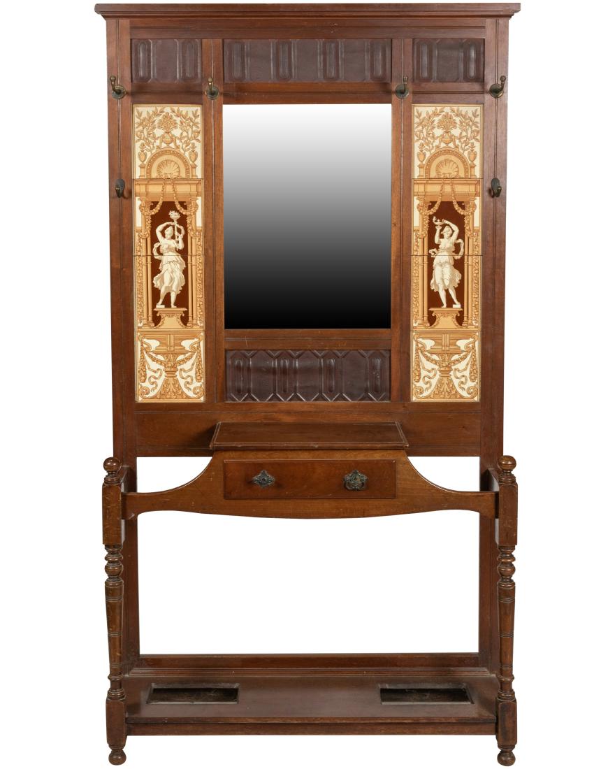 English Walnut Hall Rack (1 of 4)