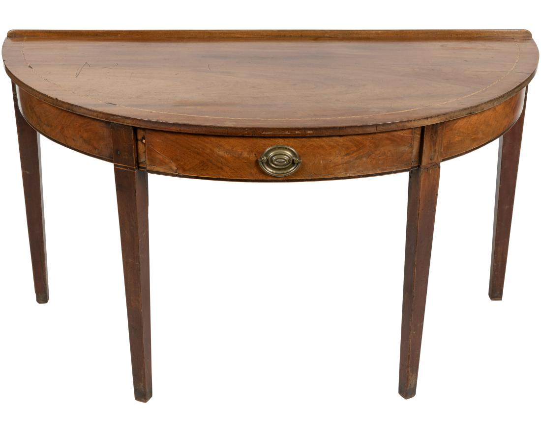 Inlaid Mahogany Demilune Table (1 of 6)