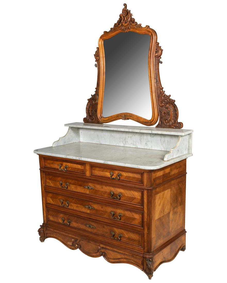 French Walnut Marble Top Dresser (1 of 4)