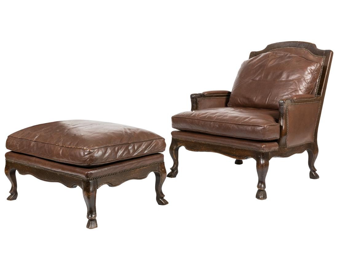 Leather Lounge Chair and Ottoman (1 of 5)