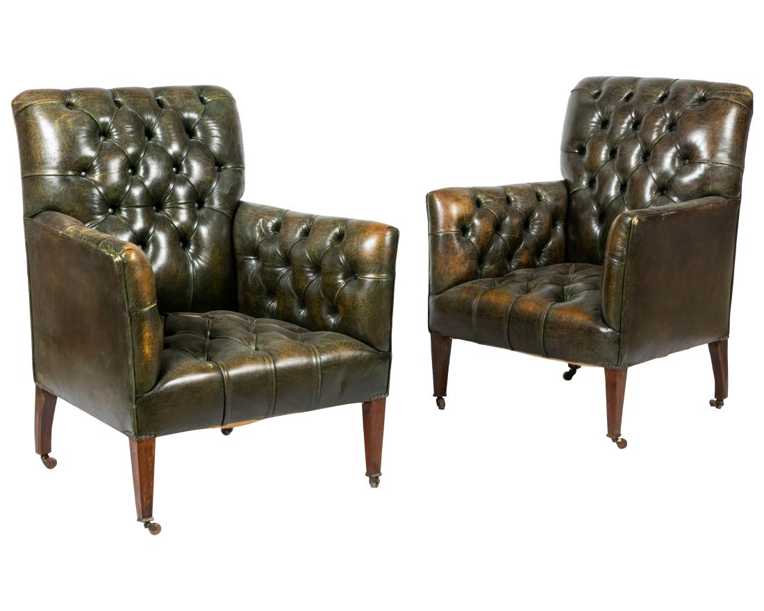 Leather Tufted Library Chairs (1 of 5)