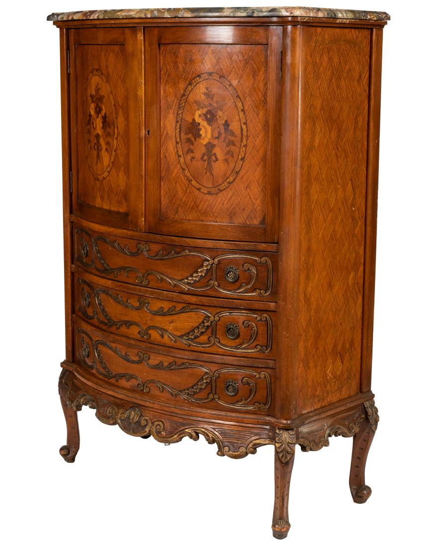 French Style Marble Top High Chest (1 of 5)