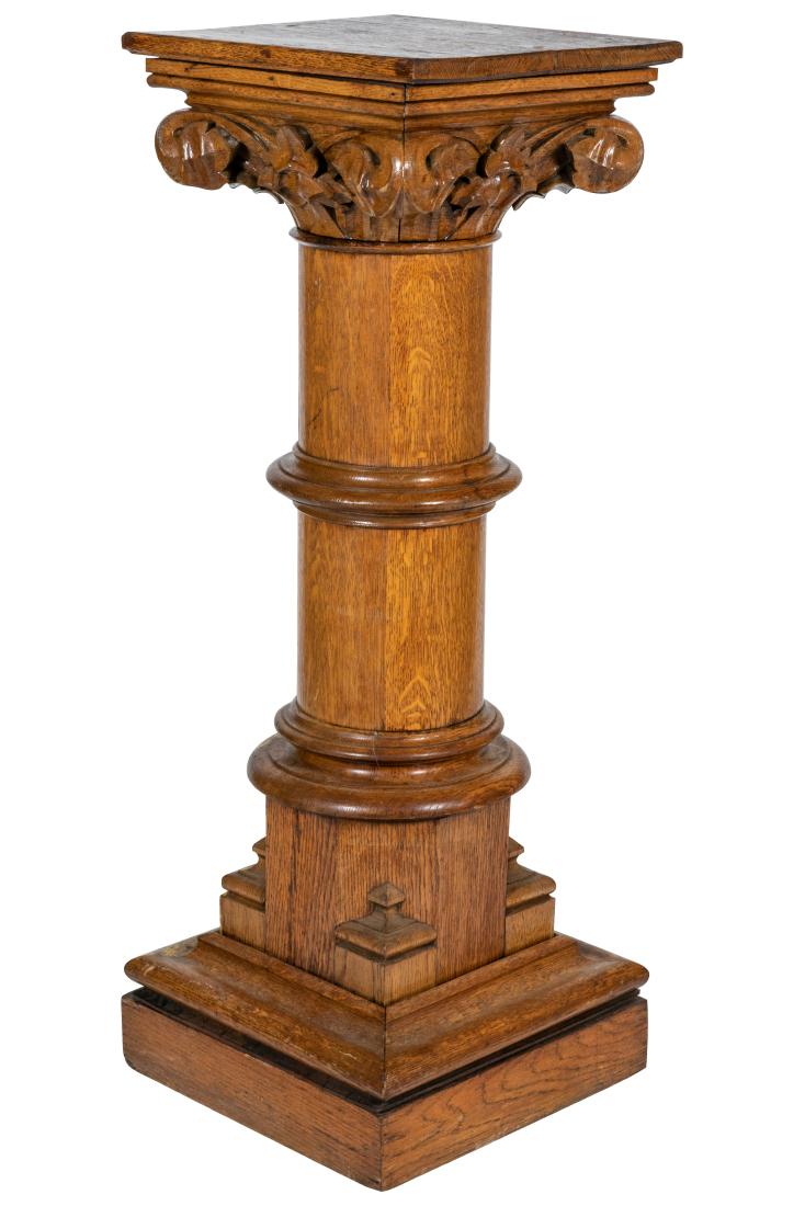 American Oak Corinthian Column Pedestal (1 of 4)