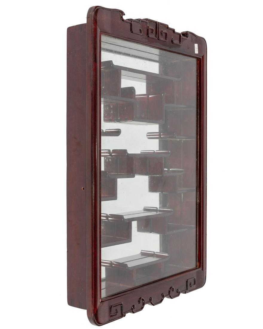 Rosewood Netsuke Cabinet: Description - Rosewood netsuke cabinet. Dimensions - 28" x 18" x 3"