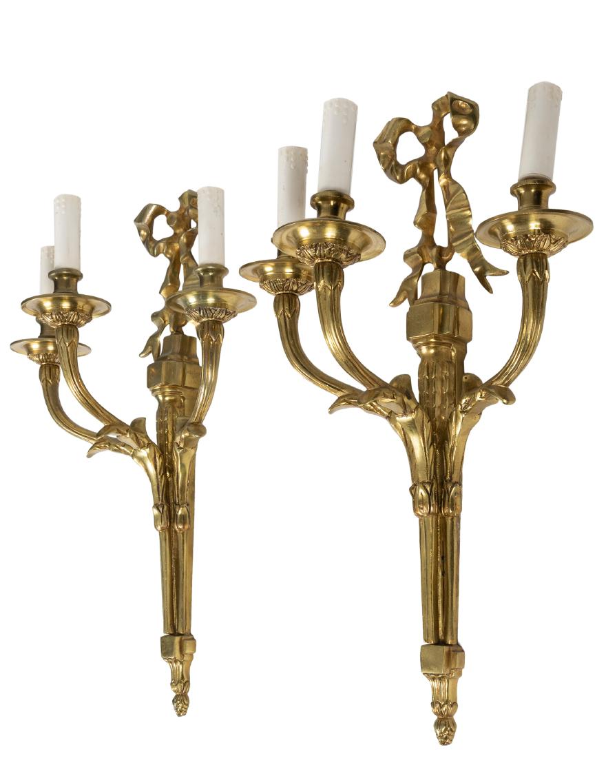 French Gilt Bronze 3 Light Sconces (1 of 6)