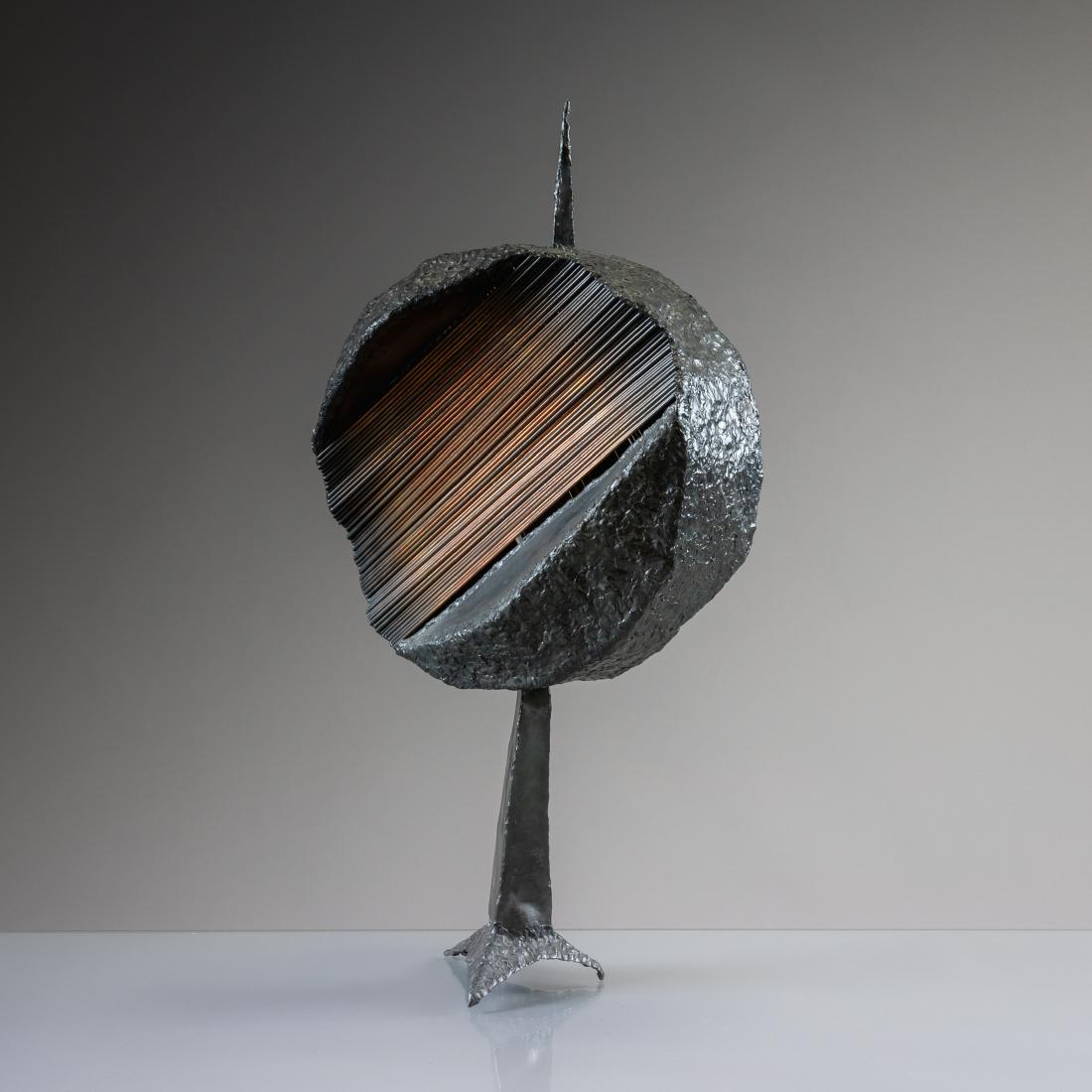 Brutalist Steel Sculpture: Description - 70's brutalist steel sculpture. Dimensions - 22" x 11" x 8"