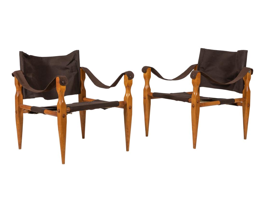Kaare Klint (Attr.) - Safari Chairs: Description - A pair of Kaare Klint attributed Safari Chairs. Dimensions - 28" x 23" x 24"
