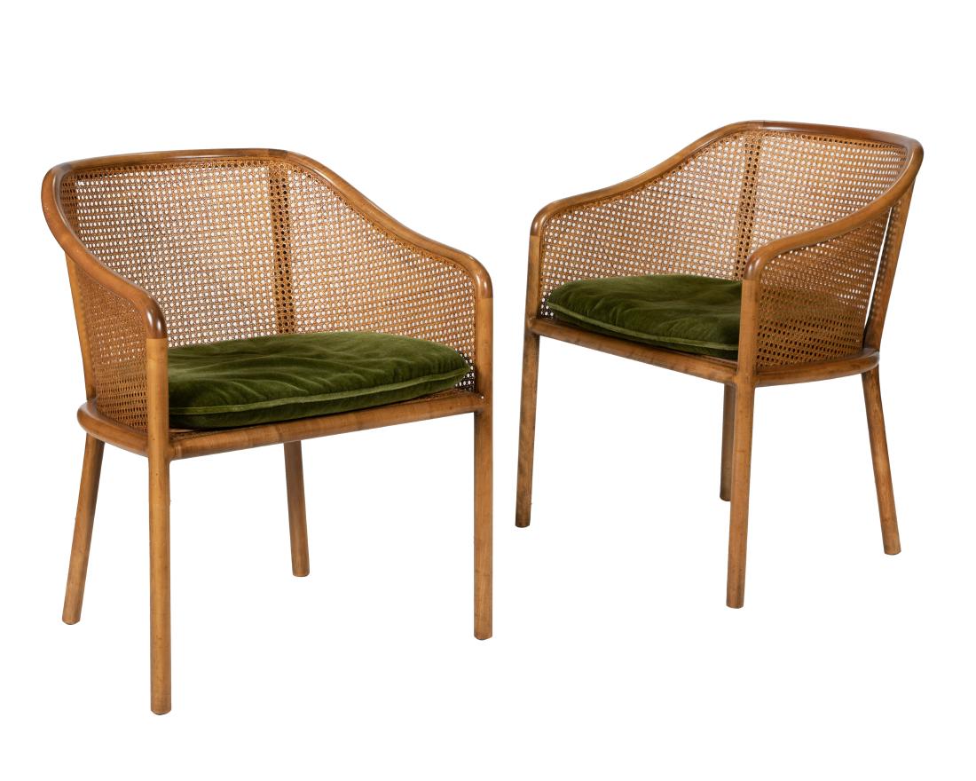 Ward Bennett - Cane Back Chairs - Pair: Description - Pair of Ward Bennett cane back chairs. Dimensions - 30.5" x 25" x 19.5"