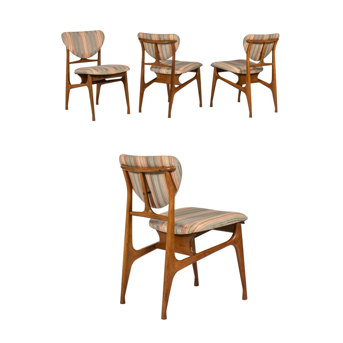 Walnut Dining Room Chairs - Four: Description - Set of four walnut dining room chairs. Dimensions - 32" x 18" x 24"