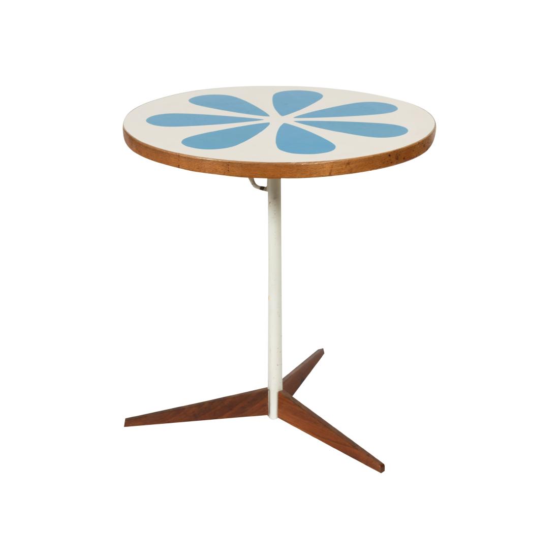Howard McNab & Don Savage - Peter Pepper Products: Description - Howard McNab and Don Savage for Peter Pepper Products occasional table. Has adjustable top. Dimensions - 17.5" x 16" expands - 29.5" tall