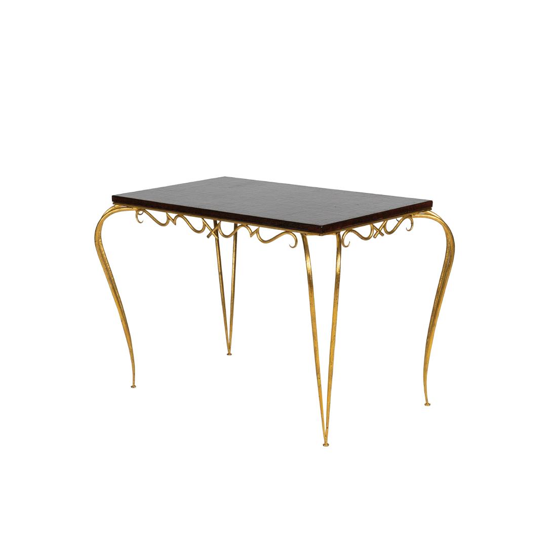 Rene Prou (Attr.) - Gilt Iron Table: Description - A gilt iron table, attributed to Rene Prou. Circa 1950. Dimensions - 23" x 38" x 24"