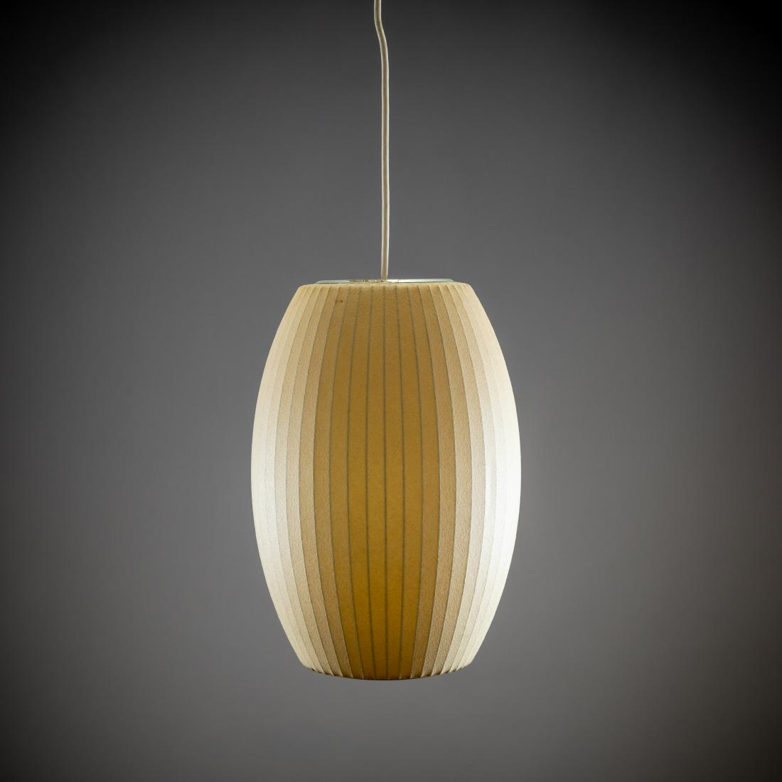 George Nelson - Pendant Lamp - Signed: Description - Signed early George Nelson pendant lamp. Dimensions - fixture- 14" x 9"