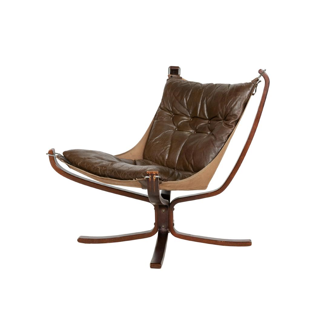 Sigurd Ressell Vante Mobler - Falcon Chair: Description - Sigurd Ressell for Vante Mobler leather falcon chair. Dimensions - 32" x 26.5" x 30"