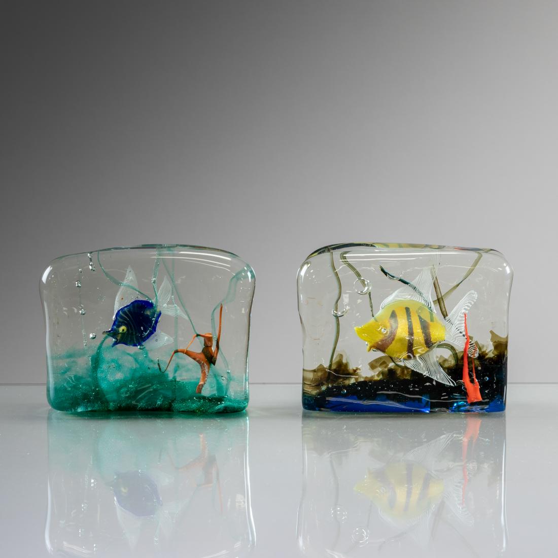 Alfredo Barbini - Cenedese - Paperweights: Description - Alfredo Barbini Cenedese Murano glass paperweights. Dimensions - 3.5" x 5" each.