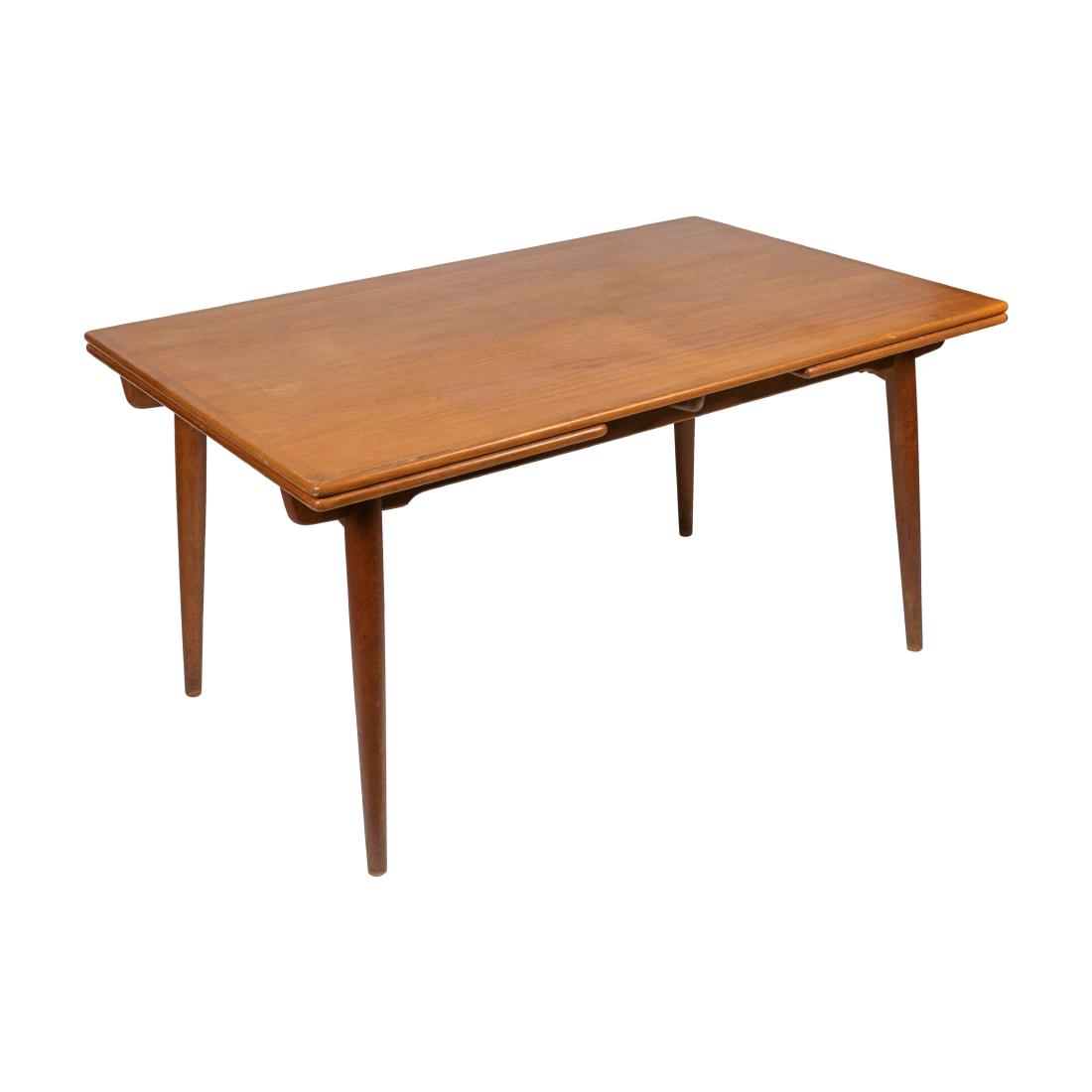 Hans Wegner - Andreas Tuck - Dining Table: Description - Hans Wegner for Andreas Tuck teak dining table. Denmark, c. 1960. Stamped on bottom. Dimensions - 28.5" x 55" x 35.5" leaves- 19.5"
