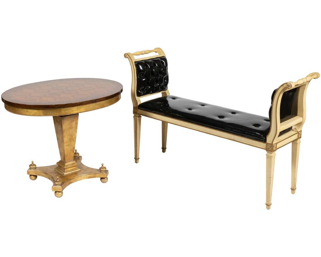 Hollywood Regency Style Bench and Table (1 of 2)