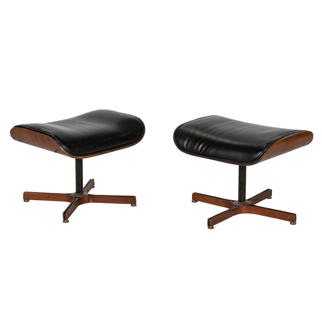 George Mulhauser - Signed Ottomans: Description - Pair of signed George Mulhauser ottomans. Dimensions - 16" x 21" x 16"