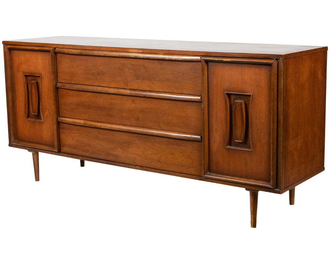 Unagusta- Walnut Credenza: Description - Unagusta Walnut Credenza Dimensions - 34" x 74" x 21"