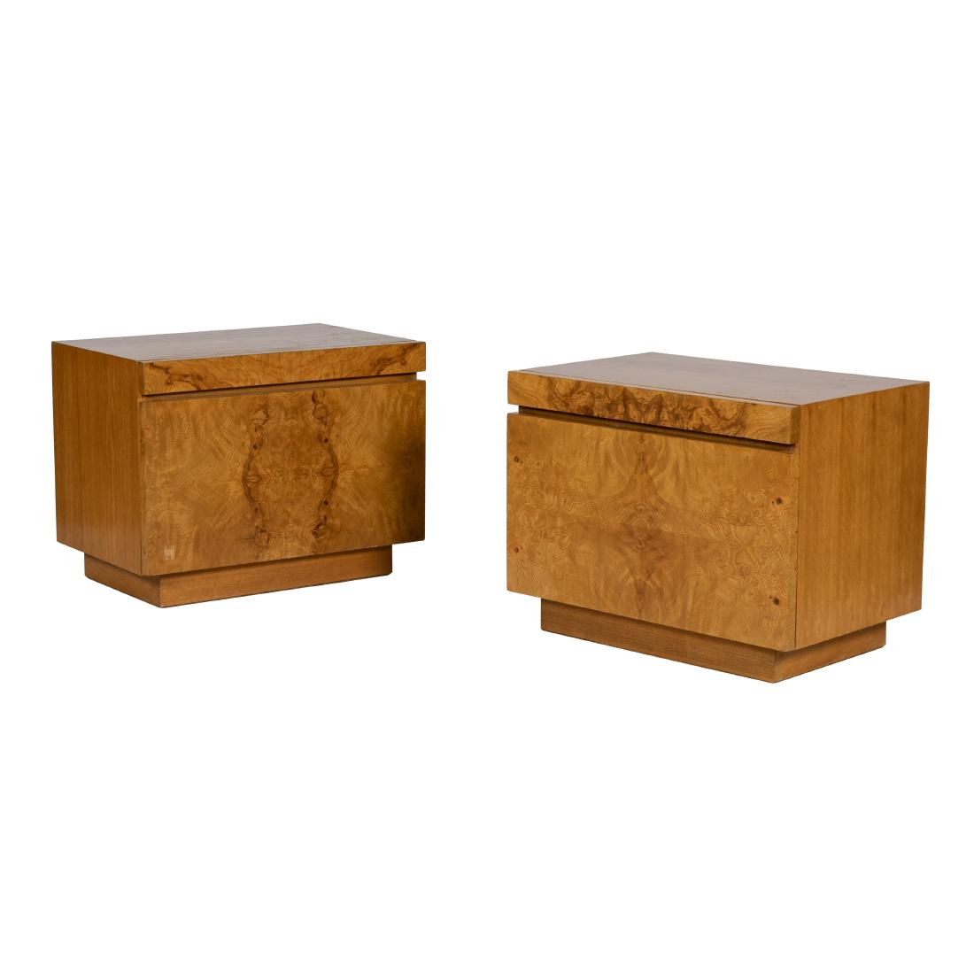 Lane - Milo Baughman Style Burl Nightstands (1 of 4)