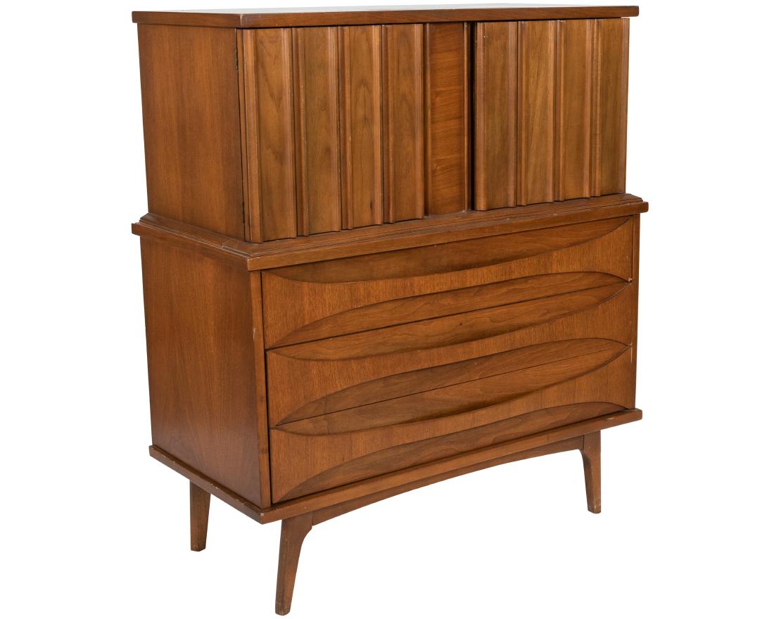 Concave Walnut High Chest (1 of 6)