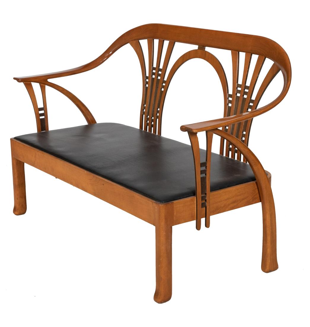 Art Nouveau Style Loveseat: Description - Art Nouveau style loveseat. Dimensions - 33" x 50" x 29"