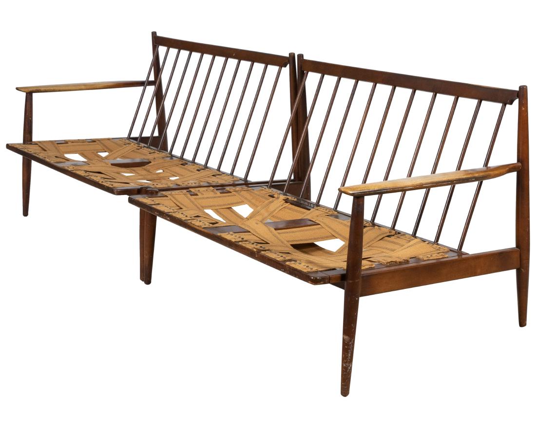 2 Part Walnut Sculpted Arm Sofa (1 of 3)