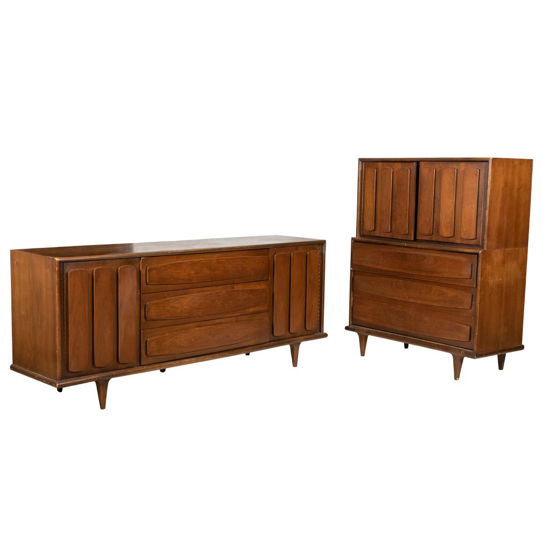 American of Martinsville- Credenza and Chest: Description - American of Martinsville credenza and high chest. Dimensions - 32" x 76" x 18" - credenza