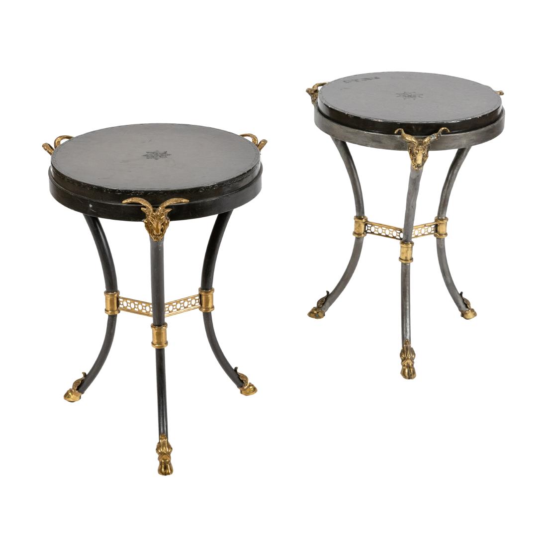 Steel & Brass Leather Top Rams Head Tables (1 of 4)