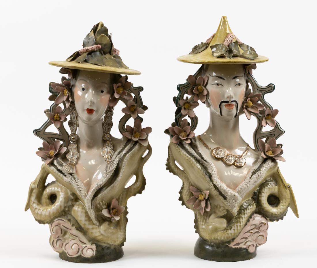 Corday Oriental Figural Busts - Man & Woman (1 of 5)