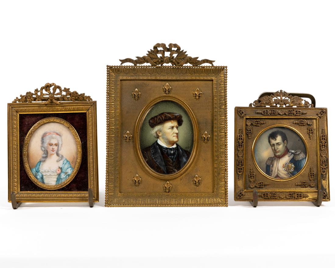 Miniature Portraits in Bronze Frame - Set of Three (1 of 4)