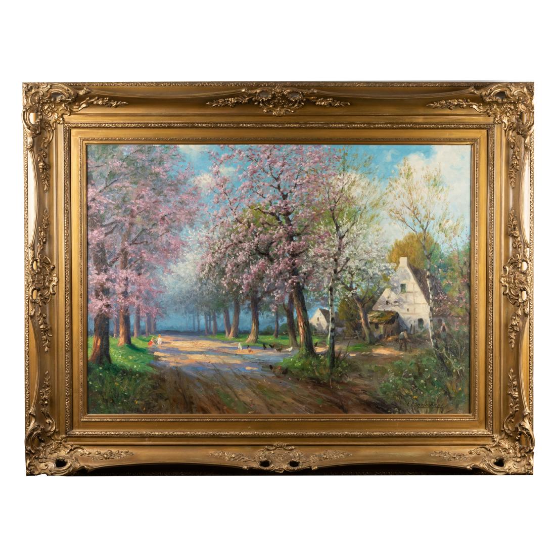 Oil on Canvas - Children on Country Road - Signed (1 of 5)