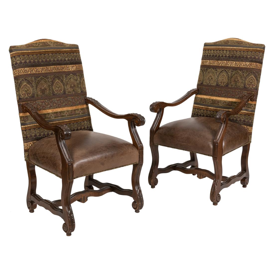 Carved Armchairs with Leather Seats (1 of 3)