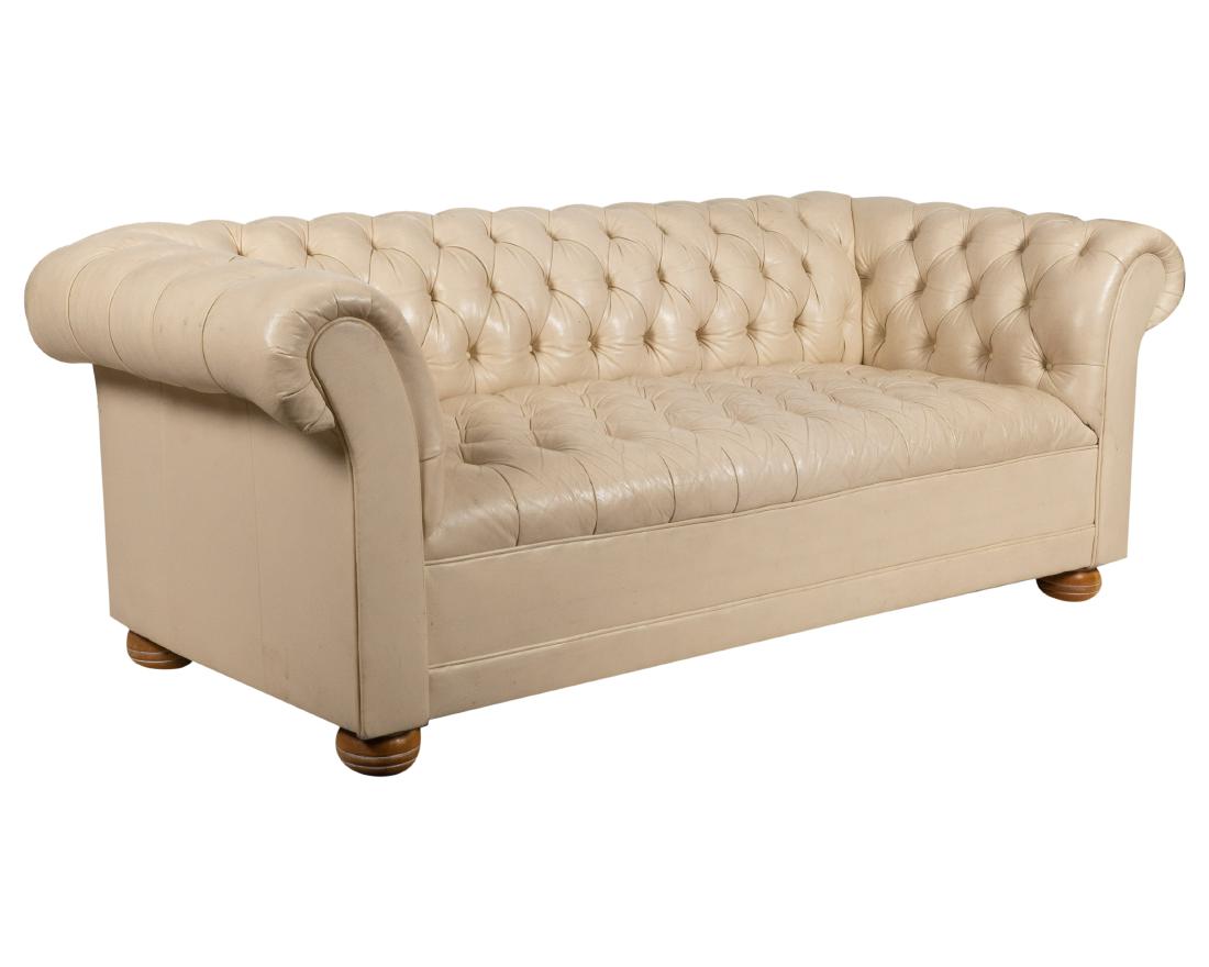 White Leather Chesterfield Sofa (1 of 3)