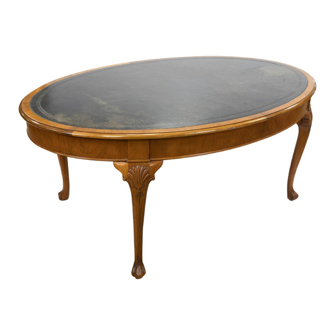 Walnut Leather Top Center Table (1 of 4)