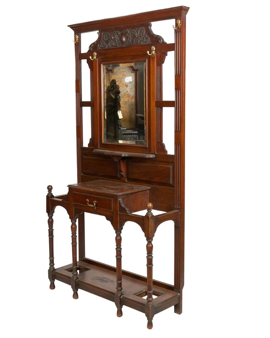 Mahogany Mirrored Hall Rack (1 of 4)
