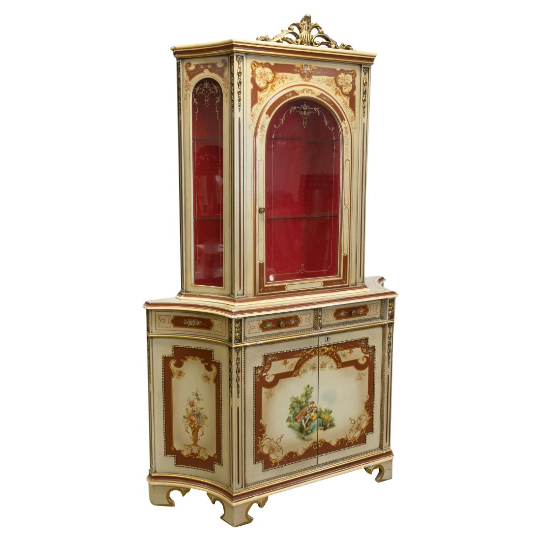 Venetian Style Painted Curio Cabinet (1 of 5)