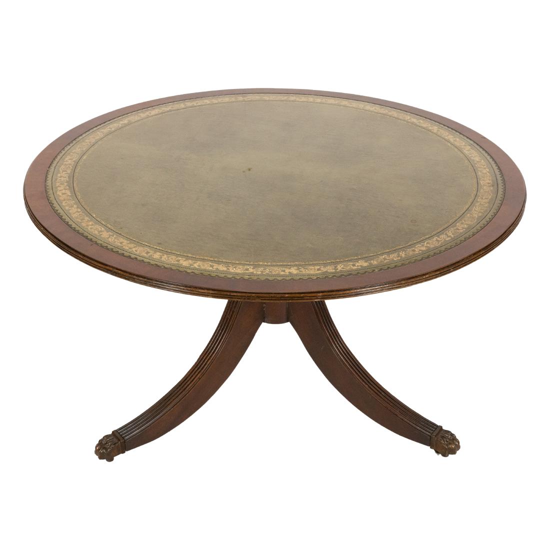 Leather Tilt Top Coffee Table: Description - Leather tilt top coffee table. Dimensions - 21" x 37"
