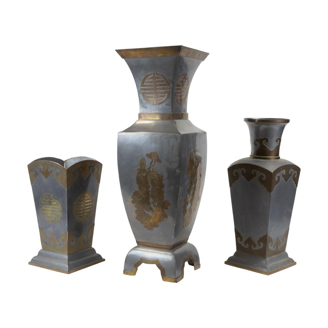 Chinese Pewter & Brass Vases (1 of 4)