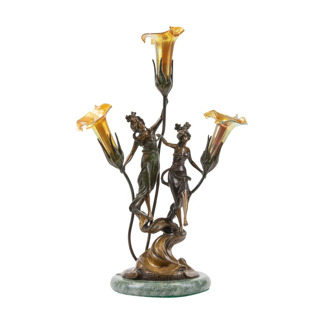 Nouveau Style Figural Bronze Lamp (1 of 5)