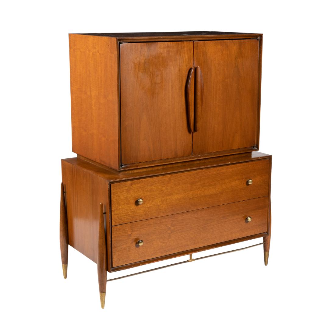 Walnut & Brass High Chest - Outside Leg (1 of 4)