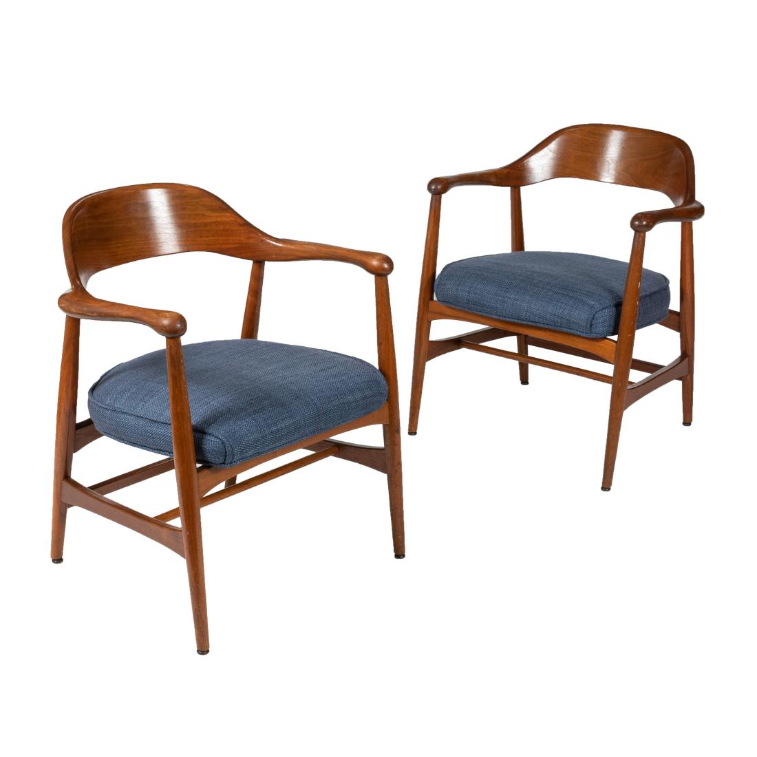 Walnut Sculpted Arm Chairs - Pair (1 of 3)