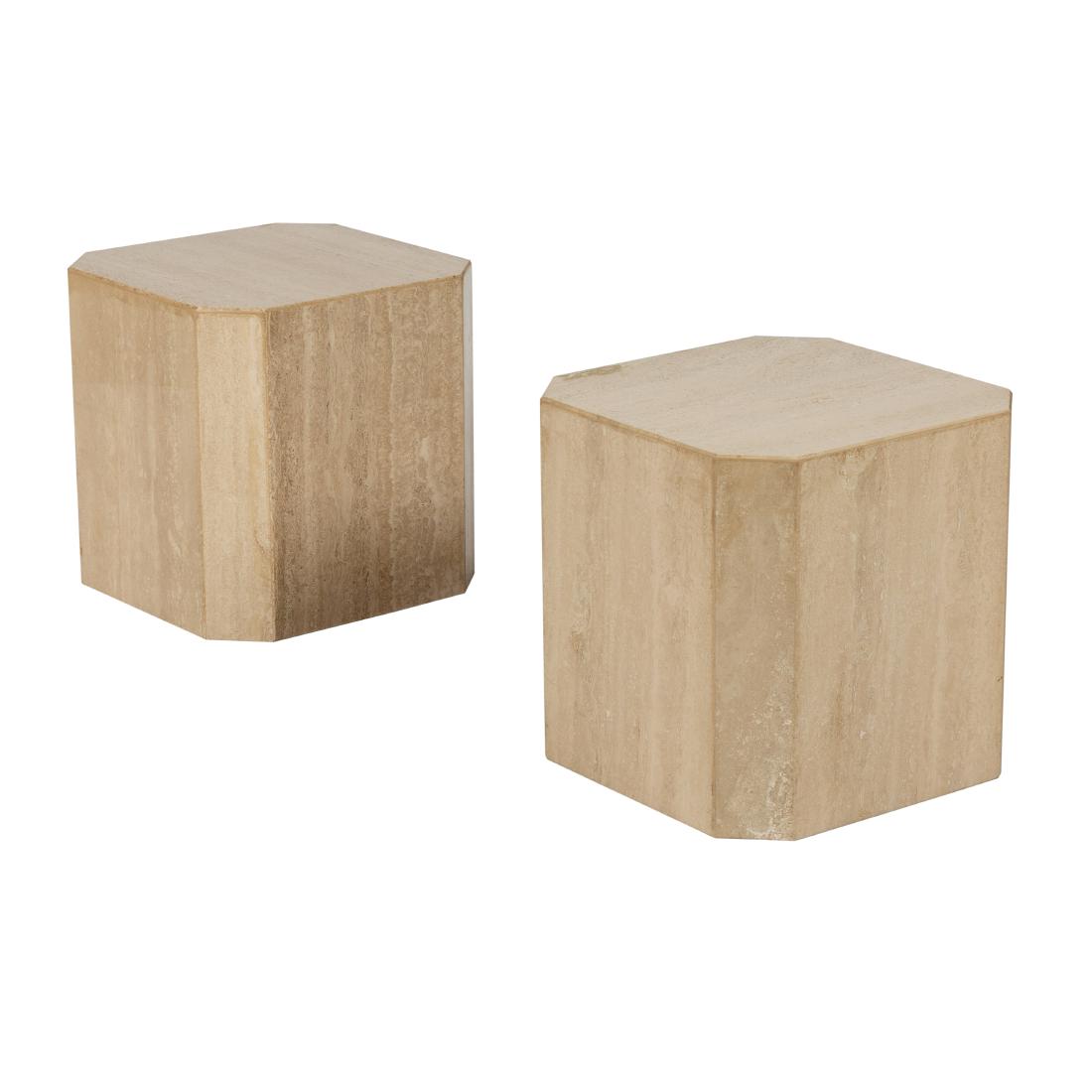 Travertine Marble Pedestal Side Tables (1 of 3)