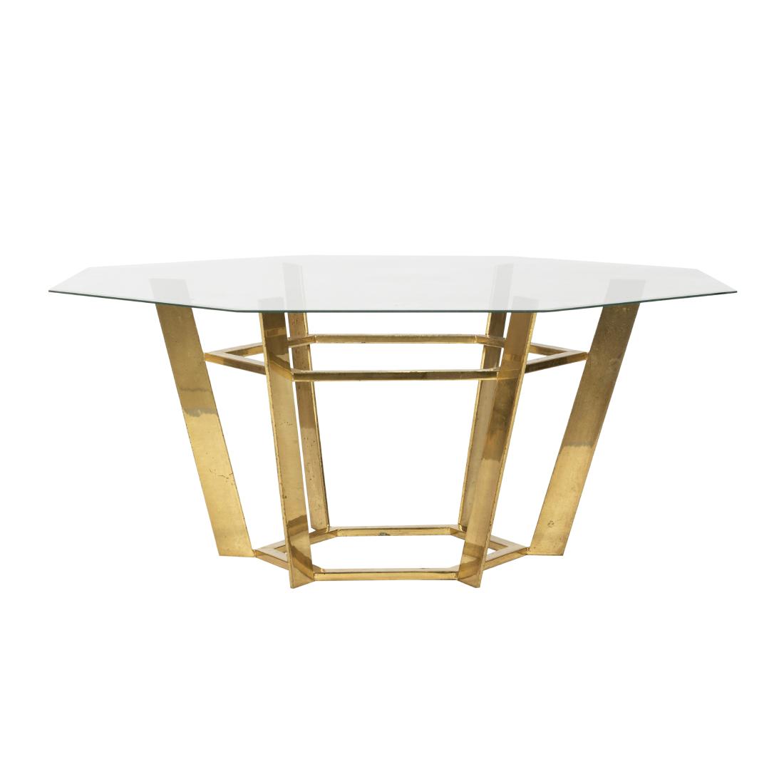Octagonal Solid Brass & Glass Table (1 of 4)