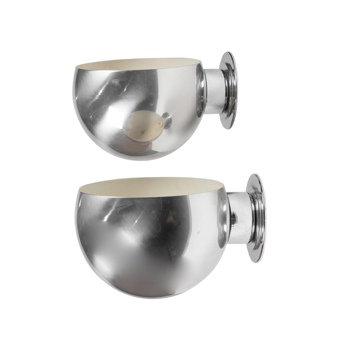 Chrome Hanging Sconces/Planters: Description - Chrome sconces and/or planters Dimensions - 14.5" x 8.5" x 11"